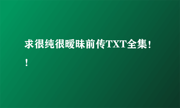 求很纯很暧昧前传TXT全集！！