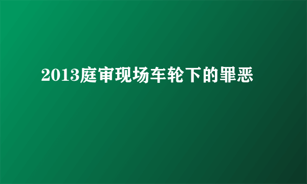 2013庭审现场车轮下的罪恶