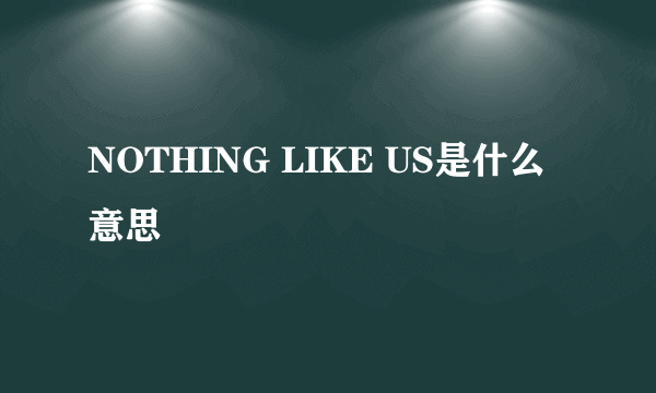 NOTHING LIKE US是什么意思