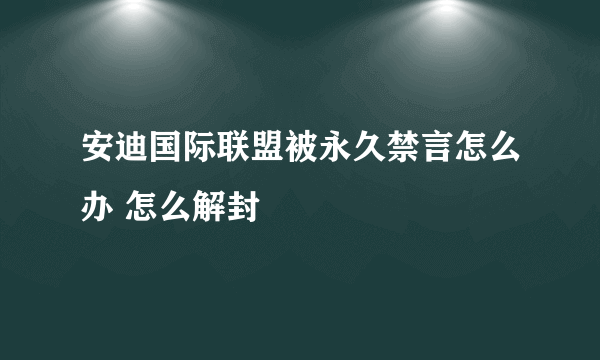 安迪国际联盟被永久禁言怎么办 怎么解封