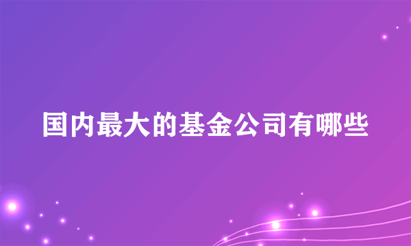 国内最大的基金公司有哪些