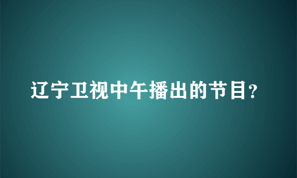 辽宁卫视中午播出的节目？