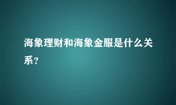 海象理财和海象金服是什么关系？