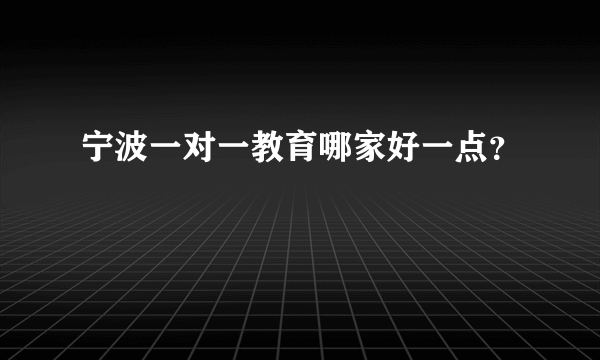 宁波一对一教育哪家好一点？