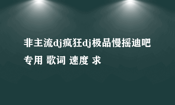 非主流dj疯狂dj极品慢摇迪吧专用 歌词 速度 求