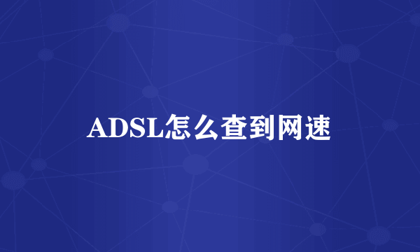 ADSL怎么查到网速