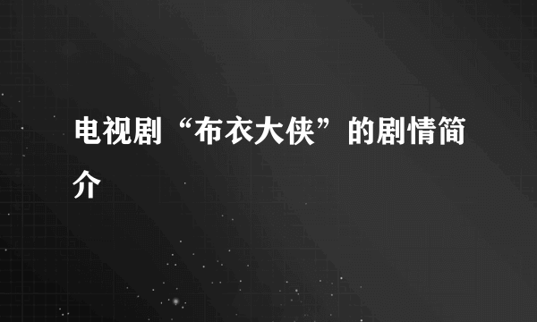 电视剧“布衣大侠”的剧情简介