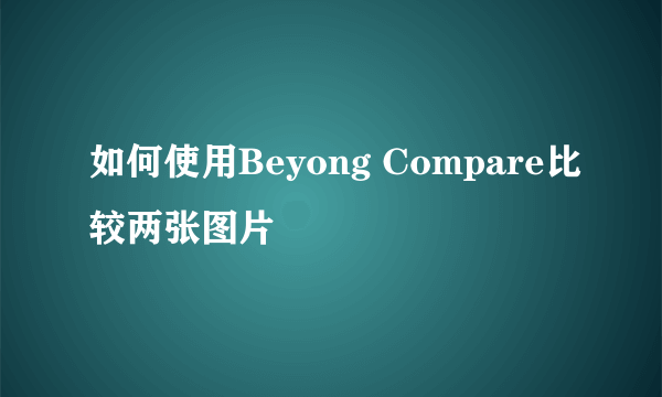 如何使用Beyong Compare比较两张图片