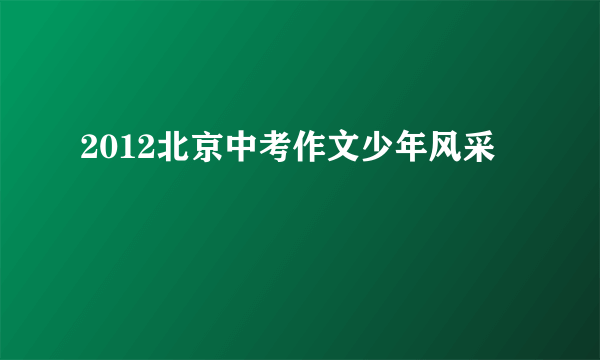 2012北京中考作文少年风采