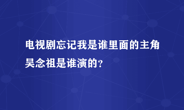 电视剧忘记我是谁里面的主角吴念祖是谁演的？