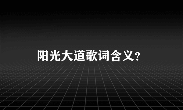 阳光大道歌词含义？