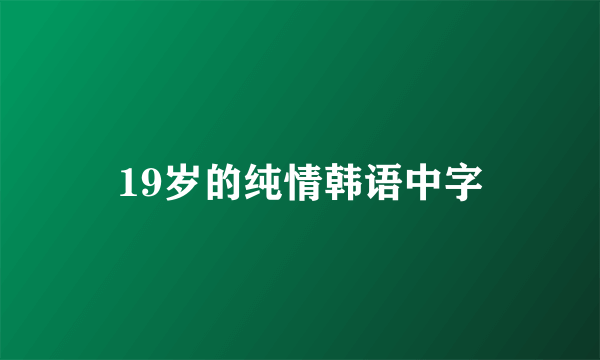 19岁的纯情韩语中字