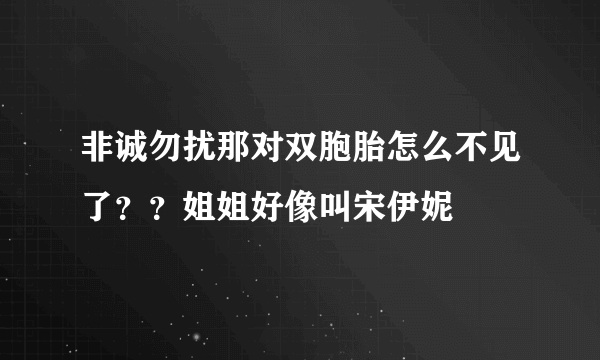 非诚勿扰那对双胞胎怎么不见了？？姐姐好像叫宋伊妮