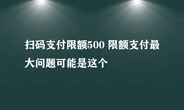 扫码支付限额500 限额支付最大问题可能是这个