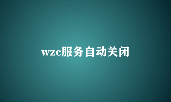 wzc服务自动关闭