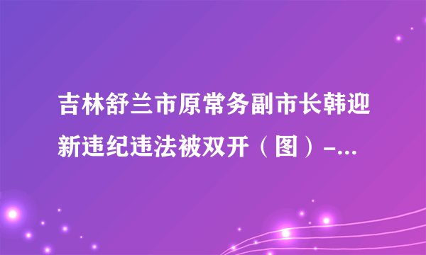 吉林舒兰市原常务副市长韩迎新违纪违法被双开（图）--反腐倡廉-飞外