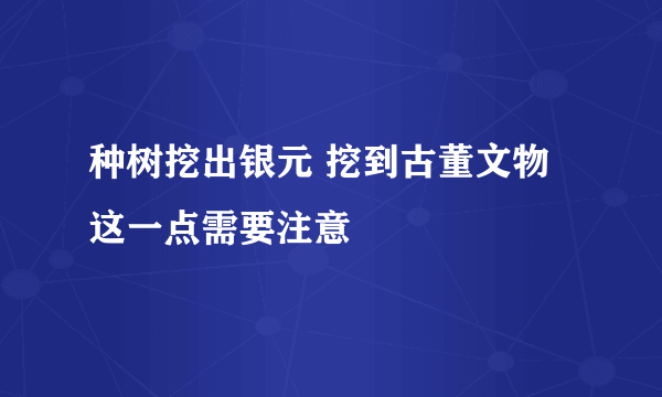 种树挖出银元 挖到古董文物这一点需要注意