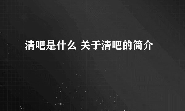 清吧是什么 关于清吧的简介