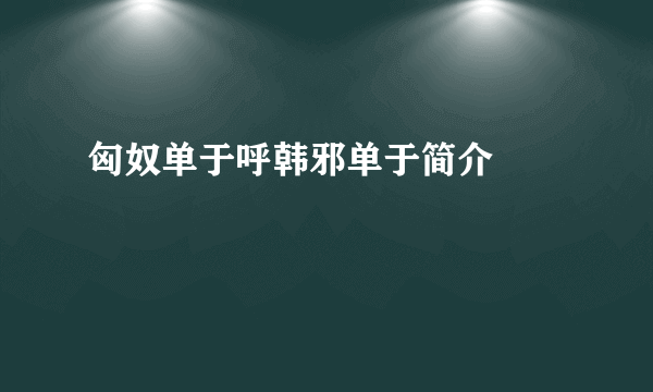 匈奴单于呼韩邪单于简介  