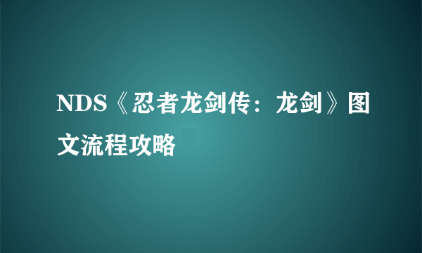 NDS《忍者龙剑传：龙剑》图文流程攻略