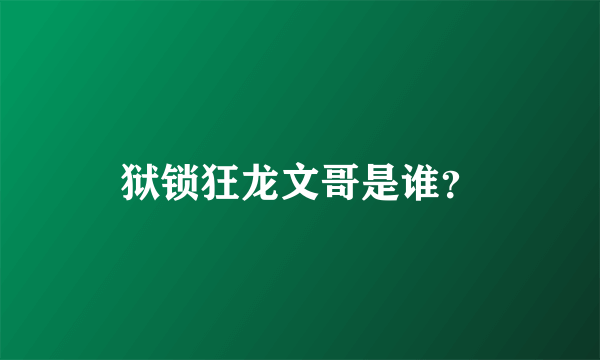 狱锁狂龙文哥是谁？