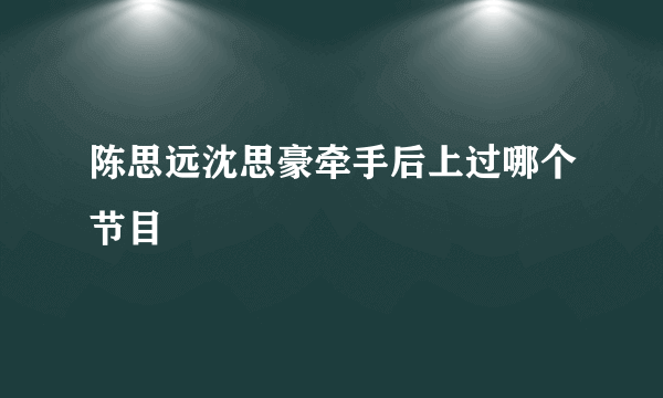 陈思远沈思豪牵手后上过哪个节目