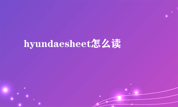 hyundaesheet怎么读