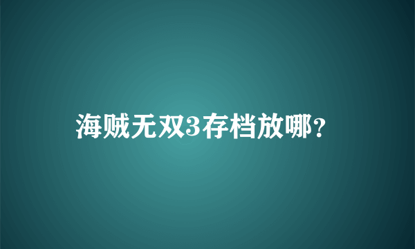 海贼无双3存档放哪？