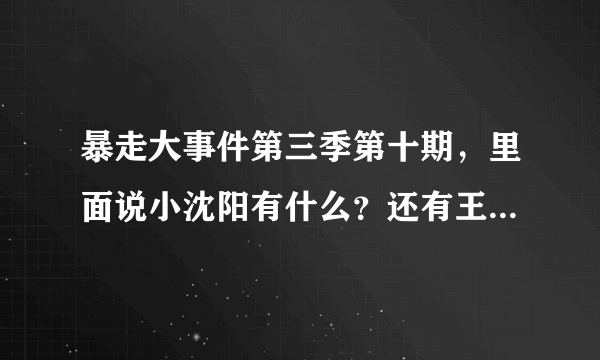 暴走大事件第三季第十期，里面说小沈阳有什么？还有王尼玛说“是他自己报的警”时下面的小字（实际上是金