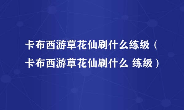 卡布西游草花仙刷什么练级（卡布西游草花仙刷什么 练级）