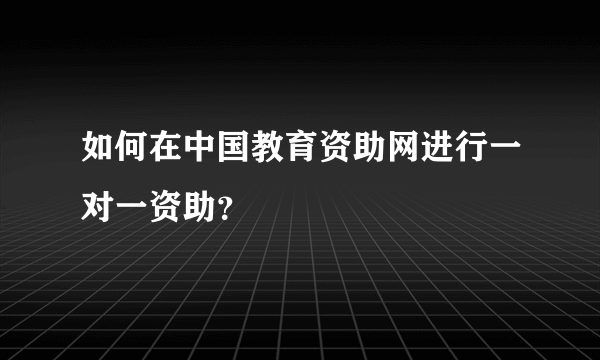 如何在中国教育资助网进行一对一资助？