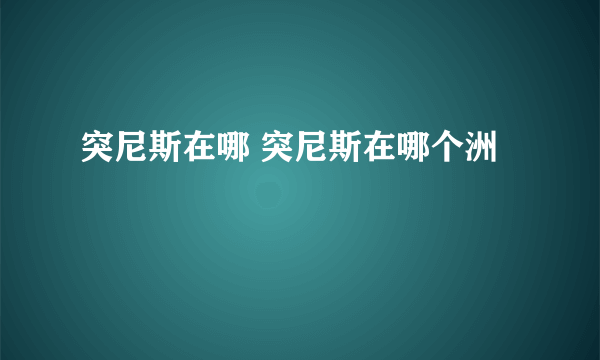 突尼斯在哪 突尼斯在哪个洲