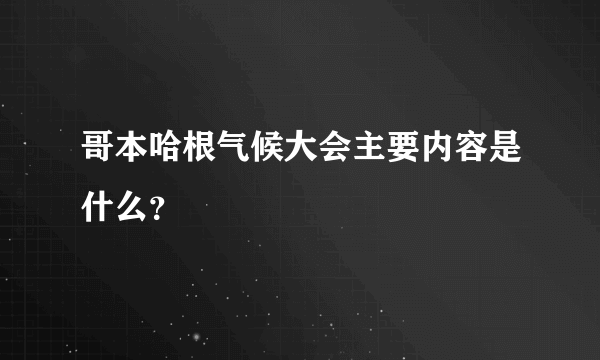 哥本哈根气候大会主要内容是什么？