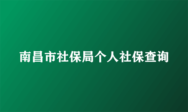 南昌市社保局个人社保查询