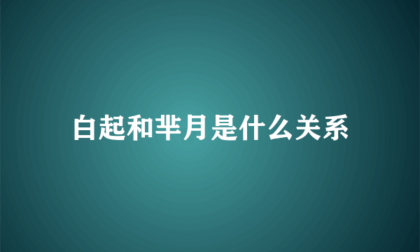 白起和芈月是什么关系