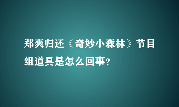 郑爽归还《奇妙小森林》节目组道具是怎么回事？