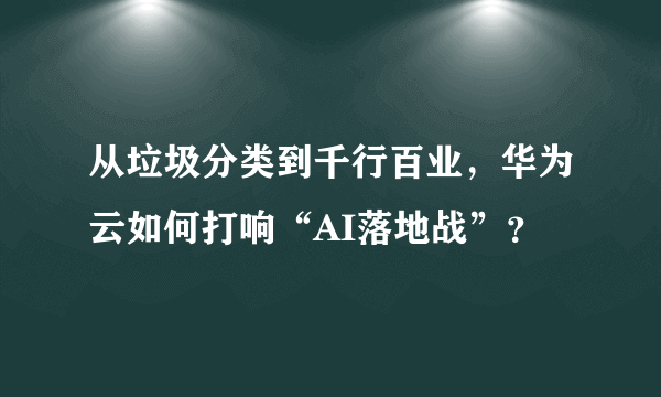 从垃圾分类到千行百业，华为云如何打响“AI落地战”？