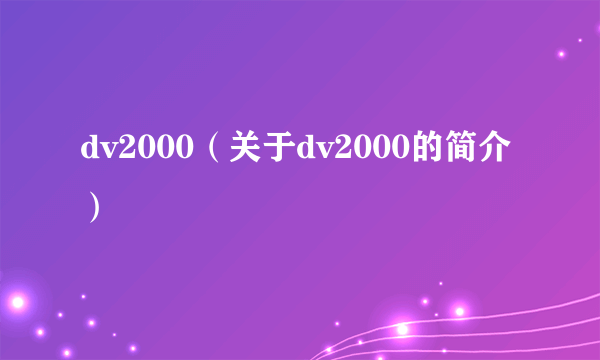 dv2000（关于dv2000的简介）