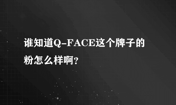 谁知道Q-FACE这个牌子的粉怎么样啊？