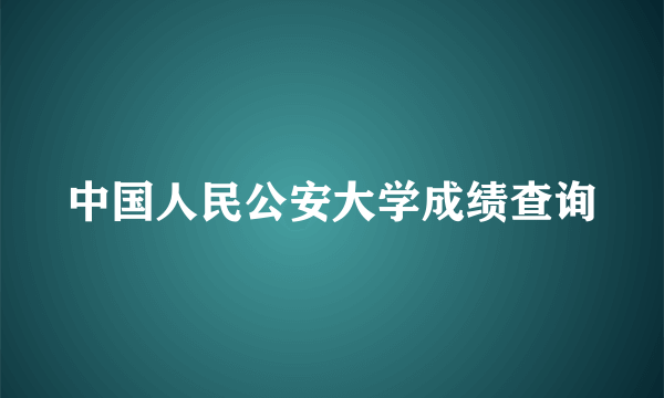 中国人民公安大学成绩查询