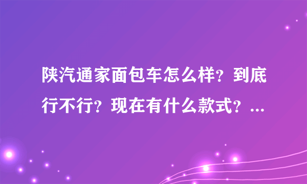 陕汽通家面包车怎么样？到底行不行？现在有什么款式？价位多少？