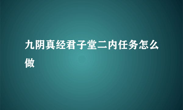 九阴真经君子堂二内任务怎么做