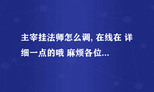 主宰挂法师怎么调, 在线在 详细一点的哦 麻烦各位老大了。速度啊。我急用