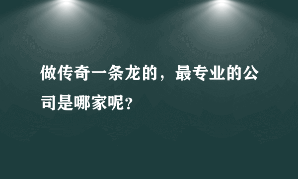 做传奇一条龙的，最专业的公司是哪家呢？