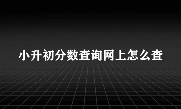 小升初分数查询网上怎么查