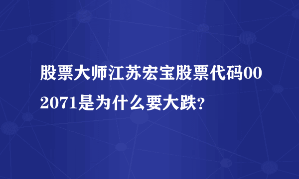 股票大师江苏宏宝股票代码002071是为什么要大跌？