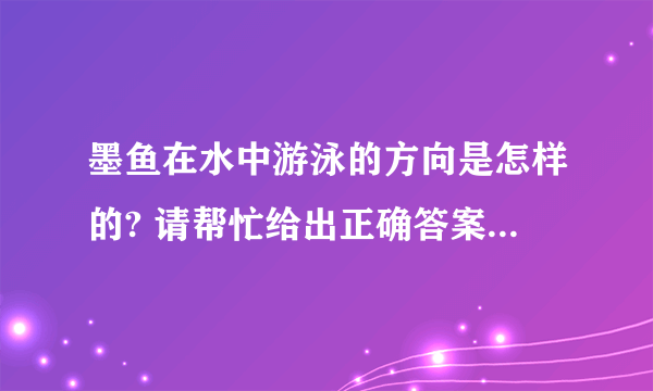 墨鱼在水中游泳的方向是怎样的? 请帮忙给出正确答案和分析，谢谢！