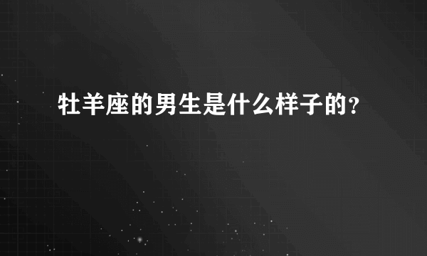 牡羊座的男生是什么样子的？