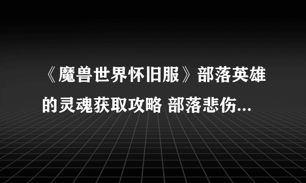 《魔兽世界怀旧服》部落英雄的灵魂获取攻略 部落悲伤沼泽16格包任务