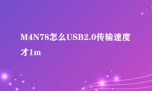 M4N78怎么USB2.0传输速度才1m